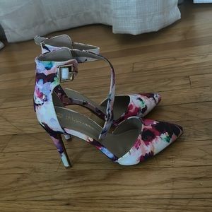 Floral Heels with Ankle Buckle
